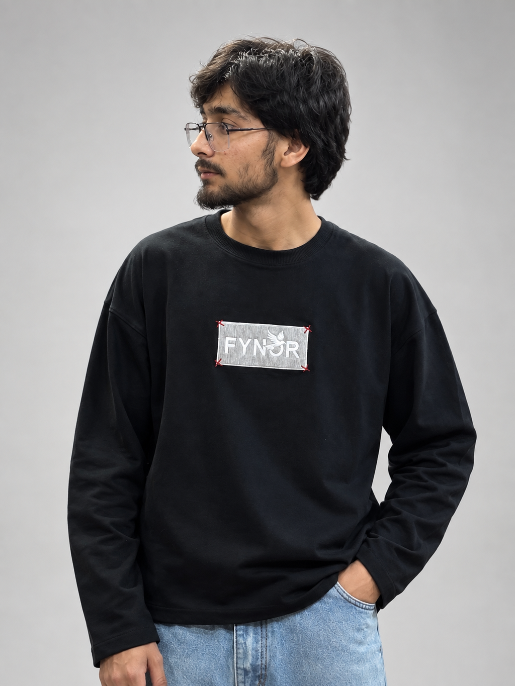 Black Cropped Boxy Sweatshirt