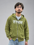 Olive Green Double-Zip Boxy Hoodie