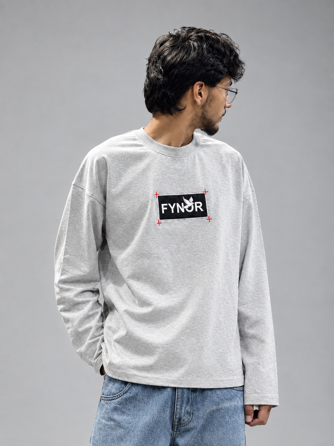 Grey Cropped Boxy Sweatshirt