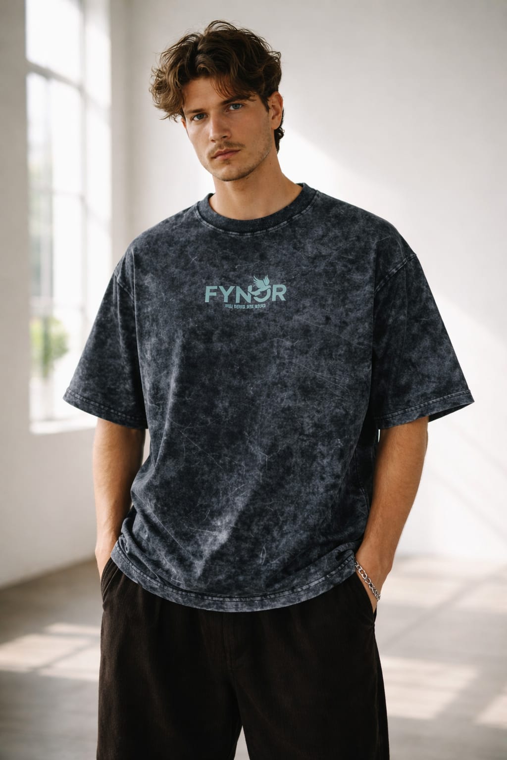 Acid Wash Drop Shoulder T shirt