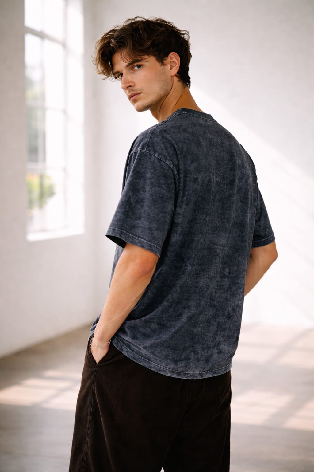 Acid Wash Drop Shoulder T shirt